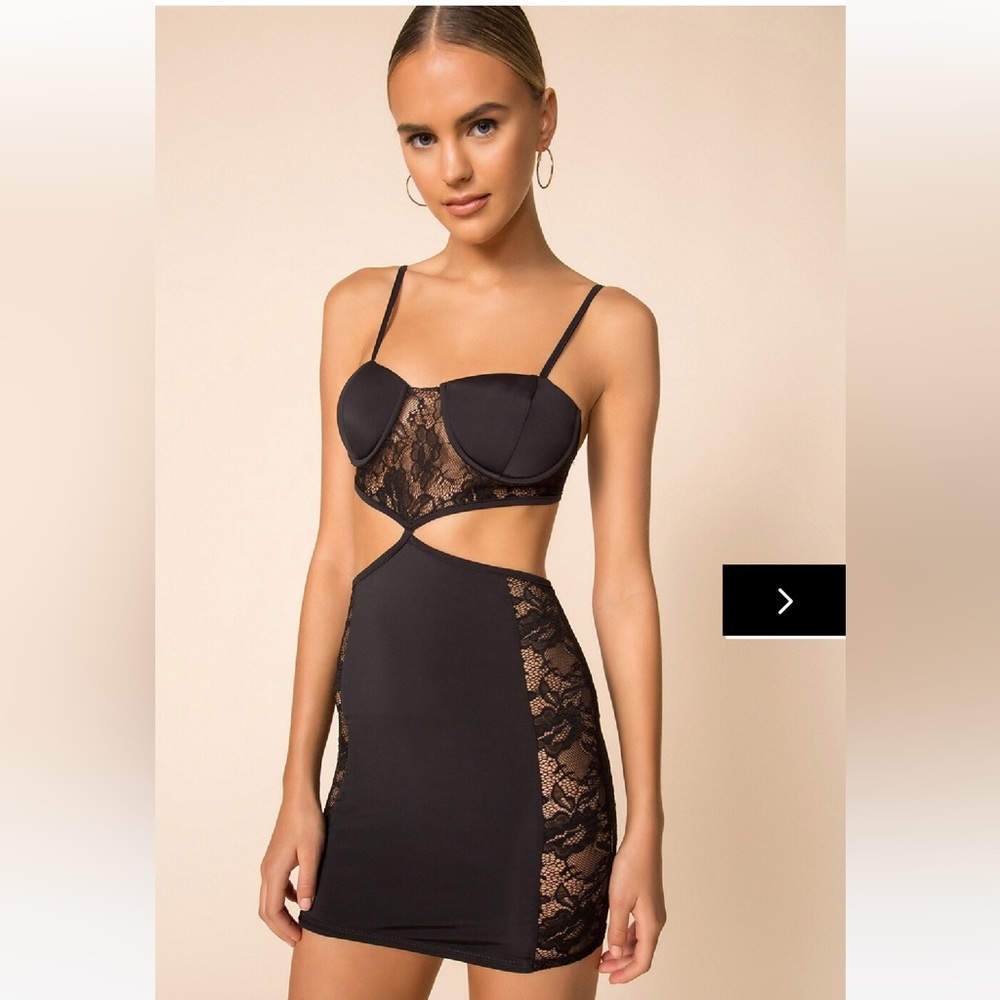 Black lace cut out dress